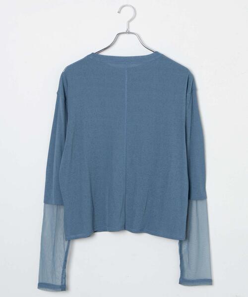 WEGO（ウィゴー）の「WEGO/袖切り替えシアーロンT（Tシャツ/カットソー・レディース・ホワイト/サックスブルー・FREE）」の19枚目の写真