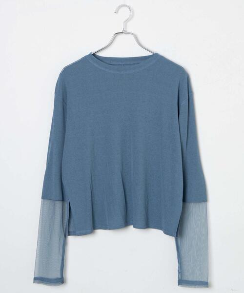 WEGO（ウィゴー）の「WEGO/袖切り替えシアーロンT（Tシャツ/カットソー・レディース・ホワイト/サックスブルー・FREE）」の15枚目の写真