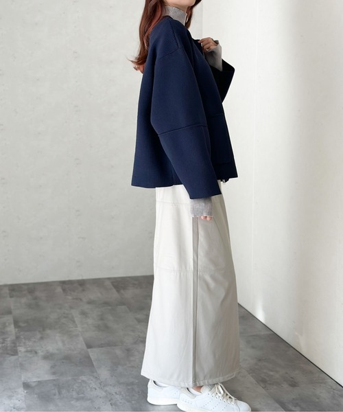 Per sist ence(パーシエンス)の「ポリスポンジニット ランタンスリーブデザインZIPカーディガン(カーディガン/ボレロ・レディース・ネイビー/グレー/ブラック/アイボリー・FREE)」の11枚目の写真