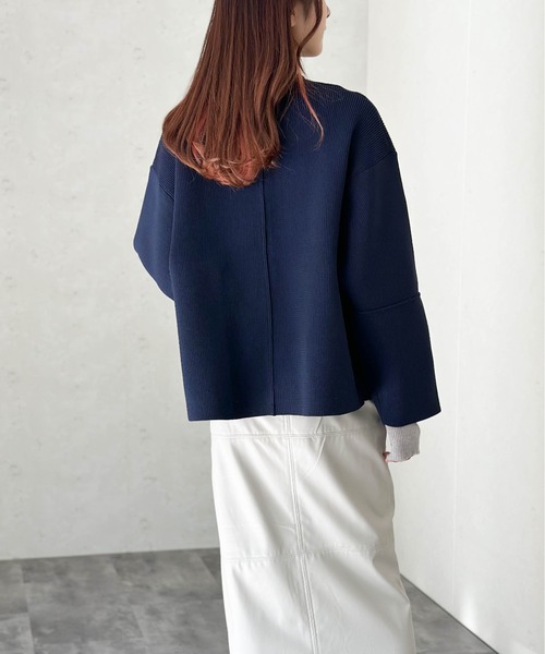 Per sist ence(パーシエンス)の「ポリスポンジニット ランタンスリーブデザインZIPカーディガン(カーディガン/ボレロ・レディース・ネイビー/グレー/ブラック/アイボリー・FREE)」の12枚目の写真