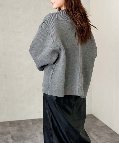 Per sist ence(パーシエンス)の「ポリスポンジニット ランタンスリーブデザインZIPカーディガン(カーディガン/ボレロ・レディース・ネイビー/グレー/ブラック/アイボリー・FREE)」の21枚目の写真