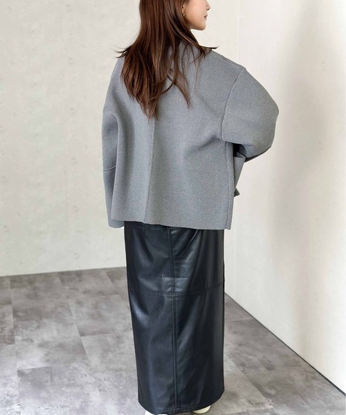 Per sist ence(パーシエンス)の「ポリスポンジニット ランタンスリーブデザインZIPカーディガン(カーディガン/ボレロ・レディース・ネイビー/グレー/ブラック/アイボリー・FREE)」の22枚目の写真