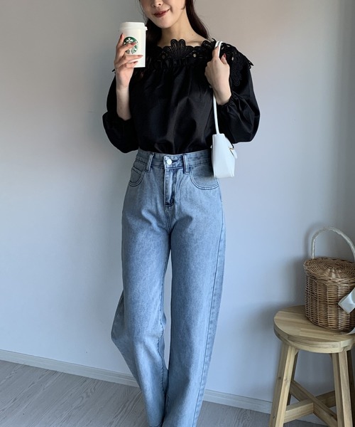 Silly(シリー)の「【春コーデに大活躍♪】2wayエンブロイダリーレースコンビブラウス(シャツ/ブラウス・レディース・ホワイト/ブラック・LARGE/MEDIUM)」の22枚目の写真