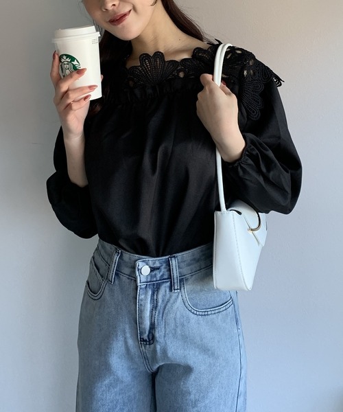 Silly(シリー)の「【春コーデに大活躍♪】2wayエンブロイダリーレースコンビブラウス(シャツ/ブラウス・レディース・ホワイト/ブラック・LARGE/MEDIUM)」の18枚目の写真