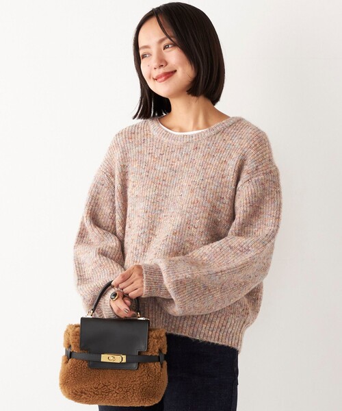 SHIPS Colors（シップス カラーズ）の「SHIPS Colors:〈手洗い可能〉ミックス カラー ニット◇（ニット/セーター・レディース・ネイビー/オフホワイト/イエロー・ONE SIZE）」の2枚目の写真