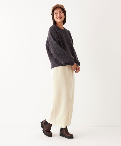SHIPS Colors（シップス カラーズ）の「SHIPS Colors:〈手洗い可能〉ミックス カラー ニット◇（ニット/セーター・レディース・ネイビー/オフホワイト/イエロー・ONE SIZE）」の4枚目の写真