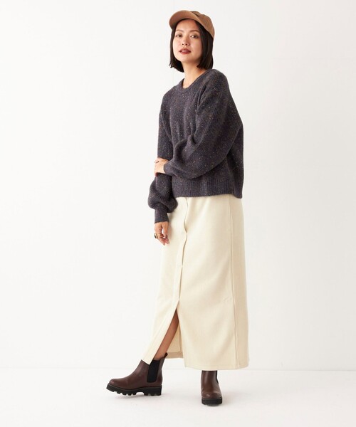 SHIPS Colors（シップス カラーズ）の「SHIPS Colors:〈手洗い可能〉ミックス カラー ニット◇（ニット/セーター・レディース・ネイビー/オフホワイト/イエロー・ONE SIZE）」の5枚目の写真