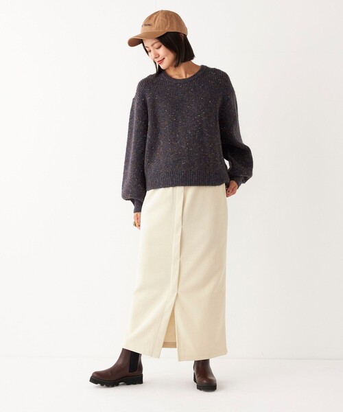 SHIPS Colors（シップス カラーズ）の「SHIPS Colors:〈手洗い可能〉ミックス カラー ニット◇（ニット/セーター・レディース・ネイビー/オフホワイト/イエロー・ONE SIZE）」の6枚目の写真