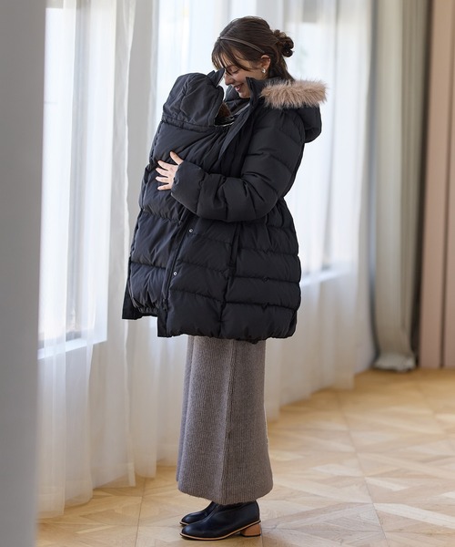 マットタフタダウン ママ コート＆ケープセット (マタニティ&授乳服