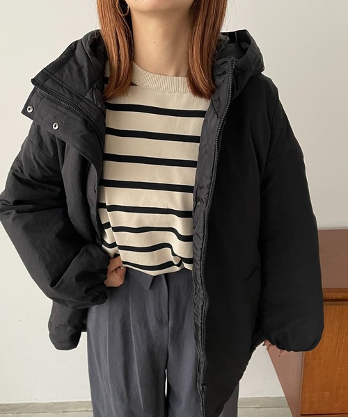 210nouve（トゥージュヌーブ）の「オーバーサイズモンスターパーカー（ダウンジャケット/コート・レディース・ブラック/ライトカーキ/アイボリー・FREE）」の7枚目の写真