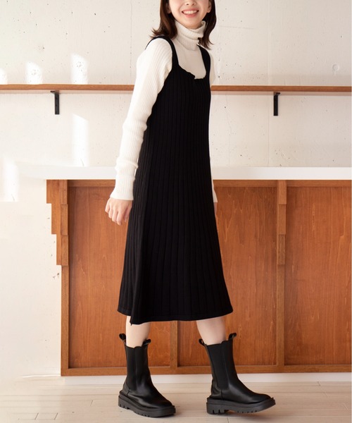 MAISON BREEZE（メゾンブリーズ）の「【MAISON BREEZE】リブニットノースリーブフレアワンピース KNF049（ワンピース・レディース・アイボリー/ブラック・FREE）」の2枚目の写真