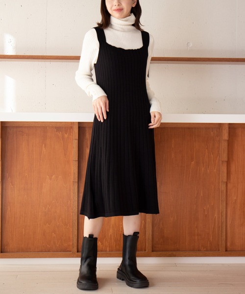 MAISON BREEZE（メゾンブリーズ）の「【MAISON BREEZE】リブニットノースリーブフレアワンピース KNF049（ワンピース・レディース・アイボリー/ブラック・FREE）」の3枚目の写真