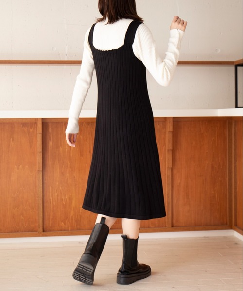 MAISON BREEZE（メゾンブリーズ）の「【MAISON BREEZE】リブニットノースリーブフレアワンピース KNF049（ワンピース・レディース・アイボリー/ブラック・FREE）」の4枚目の写真