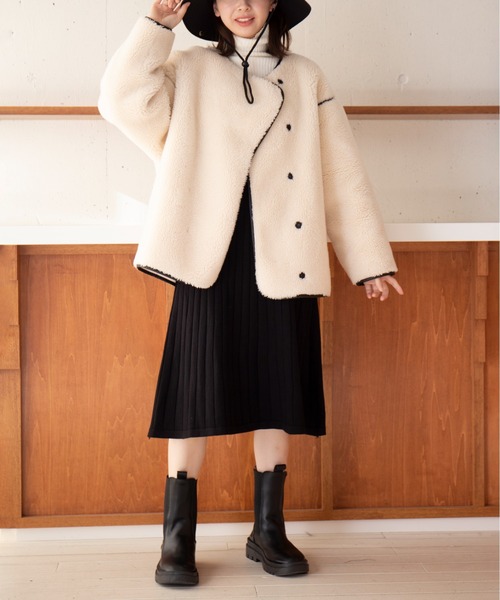 MAISON BREEZE（メゾンブリーズ）の「【MAISON BREEZE】リブニットノースリーブフレアワンピース KNF049（ワンピース・レディース・アイボリー/ブラック・FREE）」の5枚目の写真