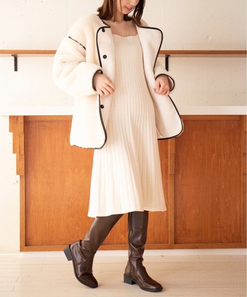 MAISON BREEZE（メゾンブリーズ）の「【MAISON BREEZE】リブニットノースリーブフレアワンピース KNF049（ワンピース・レディース・アイボリー/ブラック・FREE）」の9枚目の写真