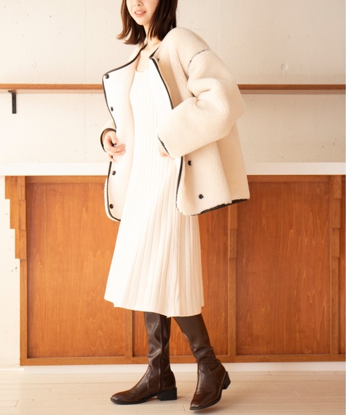 MAISON BREEZE（メゾンブリーズ）の「【MAISON BREEZE】リブニットノースリーブフレアワンピース KNF049（ワンピース・レディース・アイボリー/ブラック・FREE）」の10枚目の写真