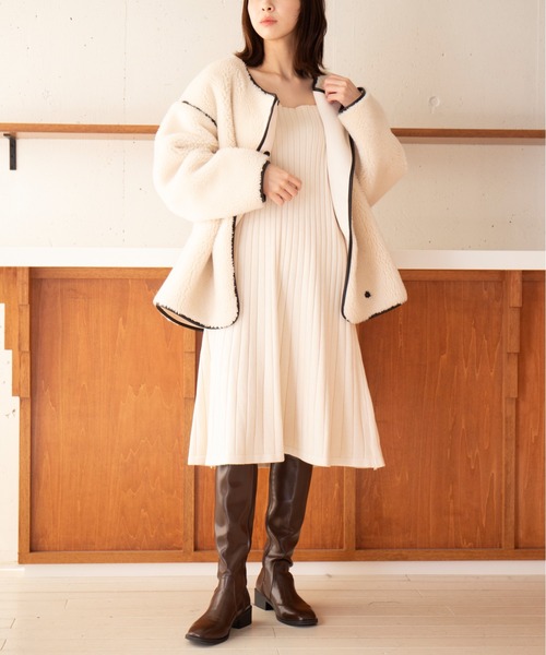 MAISON BREEZE（メゾンブリーズ）の「【MAISON BREEZE】リブニットノースリーブフレアワンピース KNF049（ワンピース・レディース・アイボリー/ブラック・FREE）」の8枚目の写真