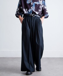 Nilway（ニルウェイ）の「420g/mTR配色ステッチワイドルーズ袴パンツ/センタープレス 袴シルエット ドレープワイドパンツ【セットアップ対応】（スラックス）」