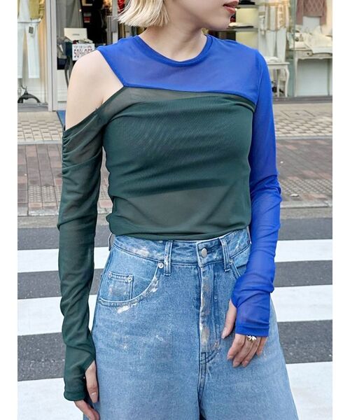 MURUA（ムルーア）の「カットアウトシアートップス（Tシャツ/カットソー・レディース・ブラック/その他1/グリーン・FREE）」の3枚目の写真