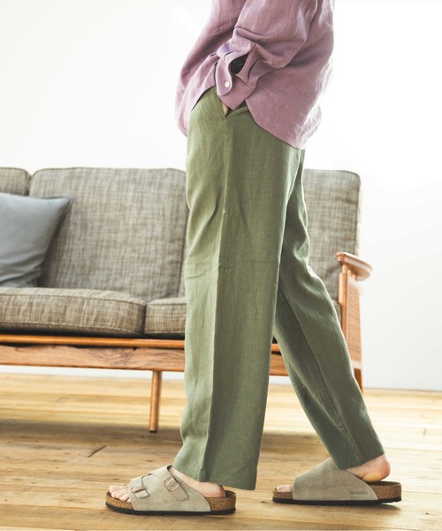 MR.OLIVE(ミスターオリーブ)の「SILKY LINEN / RELAX EASY PANTS / M241118(チノパンツ・メンズ・グリーン/ブラック/ナチュラル・LARGE/MEDIUM)」の1枚目の写真