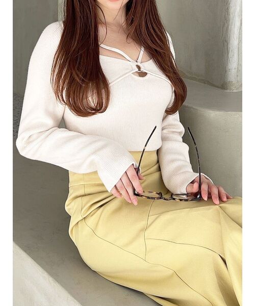 RESEXXY（リゼクシー）の「バストポイントニットトップス（ニット/セーター・レディース・ブラック/アイボリー/ミント・FREE）」の2枚目の写真