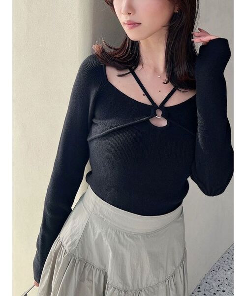 RESEXXY（リゼクシー）の「バストポイントニットトップス（ニット/セーター・レディース・ブラック/アイボリー/ミント・FREE）」の3枚目の写真