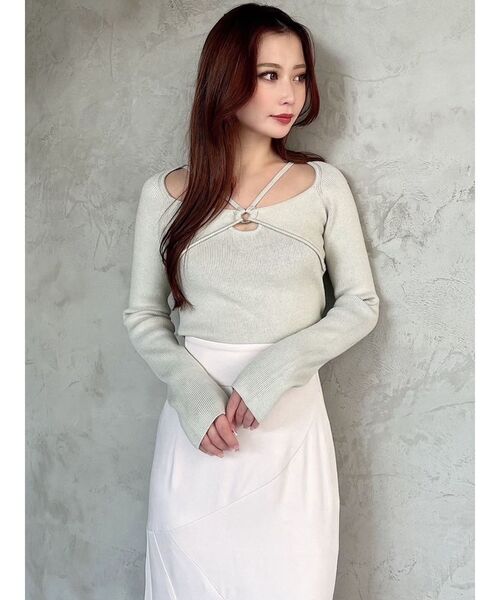 RESEXXY（リゼクシー）の「バストポイントニットトップス（ニット/セーター・レディース・ブラック/アイボリー/ミント・FREE）」の4枚目の写真