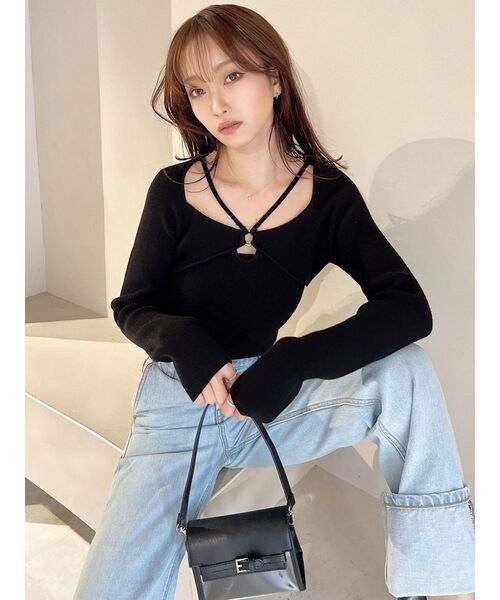 RESEXXY（リゼクシー）の「バストポイントニットトップス（ニット/セーター・レディース・ブラック/アイボリー/ミント・FREE）」の14枚目の写真