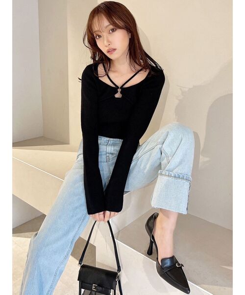 RESEXXY（リゼクシー）の「バストポイントニットトップス（ニット/セーター・レディース・ブラック/アイボリー/ミント・FREE）」の15枚目の写真