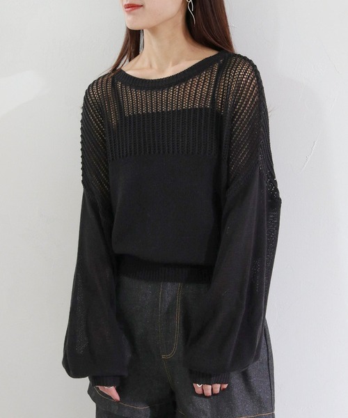 cheriella(シェリエラ)の「【cheriella】WEB限定メッシュ編地切替プルオーバー WEB LIMITED MESH PANEL PULLOVER(ニット/セーター・レディース・ブラック/オレンジ/グリーン/アイボリー・M)」の20枚目の写真