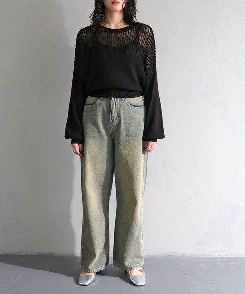 cheriella(シェリエラ)の「【cheriella】WEB限定メッシュ編地切替プルオーバー WEB LIMITED MESH PANEL PULLOVER(ニット/セーター・レディース・ブラック/オレンジ/グリーン/アイボリー・M)」の22枚目の写真