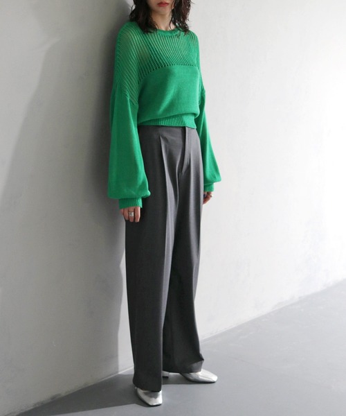 cheriella(シェリエラ)の「【cheriella】WEB限定メッシュ編地切替プルオーバー WEB LIMITED MESH PANEL PULLOVER(ニット/セーター・レディース・ブラック/オレンジ/グリーン/アイボリー・M)」の16枚目の写真