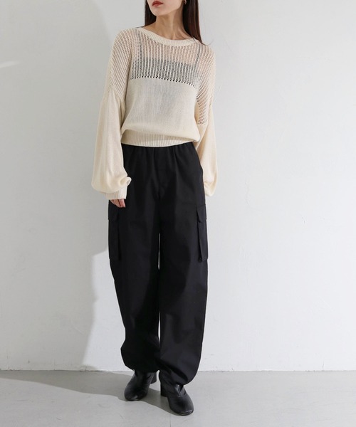 cheriella(シェリエラ)の「【cheriella】WEB限定メッシュ編地切替プルオーバー WEB LIMITED MESH PANEL PULLOVER(ニット/セーター・レディース・ブラック/オレンジ/グリーン/アイボリー・M)」の12枚目の写真