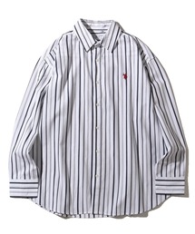 【U.S. POLO ASSN./ユーエスポロアッスン】ワンポイントポニー レギュラーカラー ロングスリーブシャツ(オックスフォード・デニム・ストライプ)