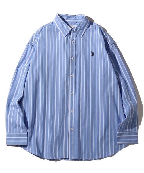 U.S. POLO ASSN.(ユーエスポロアッスン)の「【U.S. POLO ASSN./ユーエスポロアッスン】ワンポイントポニー レギュラーカラー ロングスリーブシャツ(オックスフォード・デニム・ストライプ)(シャツ/ブラウス・メンズ・ホワイト/ブルー系1/ホワイト系1/ライラック/インディゴブルー/ネイビー・L/LL/M)」の5枚目の写真