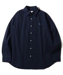 【U.S. POLO ASSN./ユーエスポロアッスン】ワンポイントポニー レギュラーカラー ロングスリーブシャツ(オックスフォード・デニム・ストライプ)