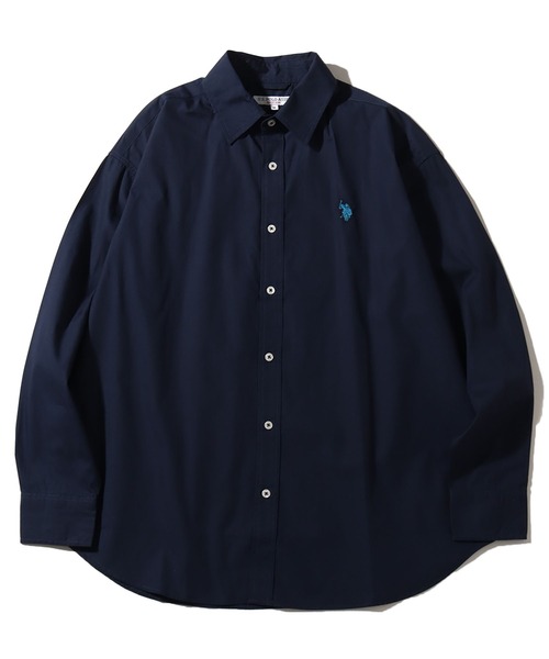 U.S. POLO ASSN.(ユーエスポロアッスン)の「【U.S. POLO ASSN./ユーエスポロアッスン】ワンポイントポニー レギュラーカラー ロングスリーブシャツ(オックスフォード・デニム・ストライプ)(シャツ/ブラウス・メンズ・ホワイト/ブルー系1/ホワイト系1/ライラック/インディゴブルー/ネイビー・L/LL/M)」の3枚目の写真