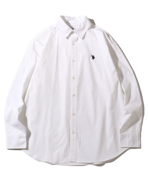 U.S. POLO ASSN.(ユーエスポロアッスン)の「【U.S. POLO ASSN./ユーエスポロアッスン】ワンポイントポニー レギュラーカラー ロングスリーブシャツ(オックスフォード・デニム・ストライプ)(シャツ/ブラウス・メンズ・ホワイト/ブルー系1/ホワイト系1/ライラック/インディゴブルー/ネイビー・L/LL/M)」の1枚目の写真