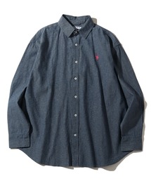 【U.S. POLO ASSN./ユーエスポロアッスン】ワンポイントポニー レギュラーカラー ロングスリーブシャツ(オックスフォード・デニム・ストライプ)