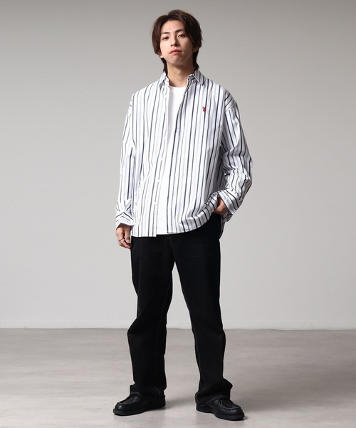 U.S. POLO ASSN.(ユーエスポロアッスン)の「【U.S. POLO ASSN./ユーエスポロアッスン】ワンポイントポニー レギュラーカラー ロングスリーブシャツ(オックスフォード・デニム・ストライプ)(シャツ/ブラウス・メンズ・ホワイト/ブルー系1/ホワイト系1/ライラック/インディゴブルー/ネイビー・L/LL/M)」の12枚目の写真
