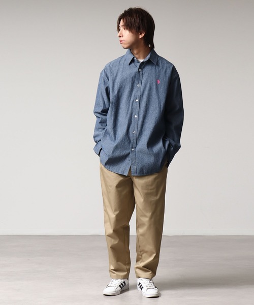 U.S. POLO ASSN.(ユーエスポロアッスン)の「【U.S. POLO ASSN./ユーエスポロアッスン】ワンポイントポニー レギュラーカラー ロングスリーブシャツ(オックスフォード・デニム・ストライプ)(シャツ/ブラウス・メンズ・ホワイト/ブルー系1/ホワイト系1/ライラック/インディゴブルー/ネイビー・L/LL/M)」の16枚目の写真