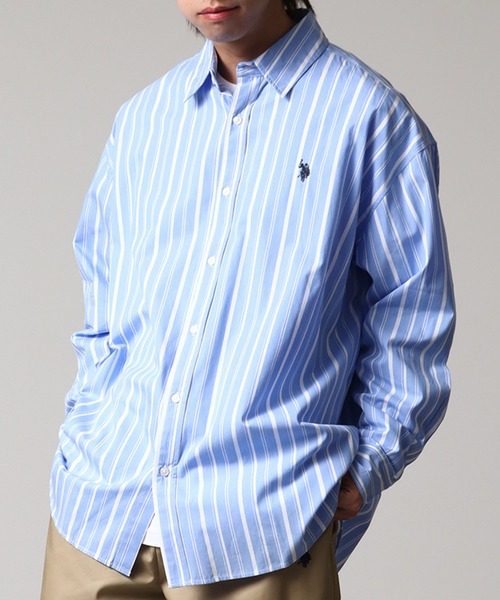 U.S. POLO ASSN.(ユーエスポロアッスン)の「【U.S. POLO ASSN./ユーエスポロアッスン】ワンポイントポニー レギュラーカラー ロングスリーブシャツ(オックスフォード・デニム・ストライプ)(シャツ/ブラウス・メンズ・ホワイト/ブルー系1/ホワイト系1/ライラック/インディゴブルー/ネイビー・L/LL/M)」の18枚目の写真