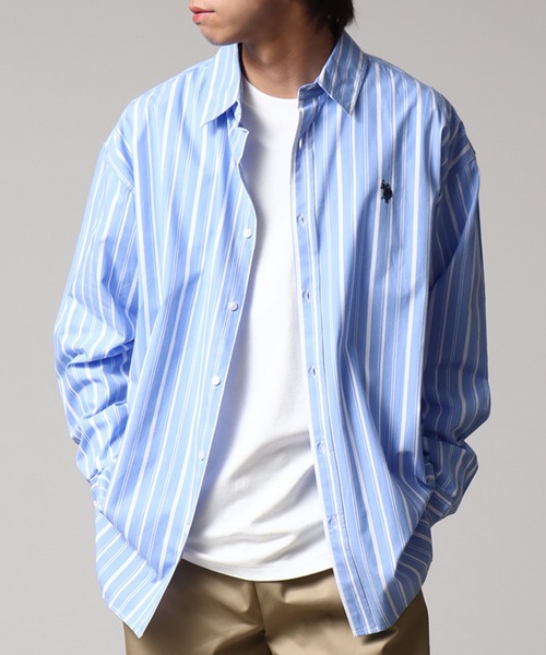U.S. POLO ASSN.(ユーエスポロアッスン)の「【U.S. POLO ASSN./ユーエスポロアッスン】ワンポイントポニー レギュラーカラー ロングスリーブシャツ(オックスフォード・デニム・ストライプ)(シャツ/ブラウス・メンズ・ホワイト/ブルー系1/ホワイト系1/ライラック/インディゴブルー/ネイビー・L/LL/M)」の17枚目の写真