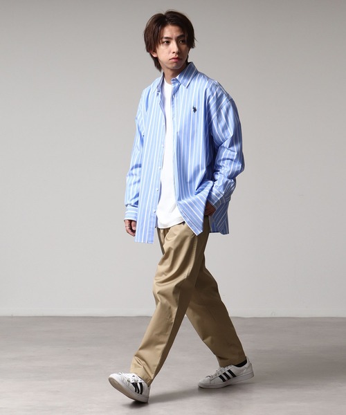 U.S. POLO ASSN.(ユーエスポロアッスン)の「【U.S. POLO ASSN./ユーエスポロアッスン】ワンポイントポニー レギュラーカラー ロングスリーブシャツ(オックスフォード・デニム・ストライプ)(シャツ/ブラウス・メンズ・ホワイト/ブルー系1/ホワイト系1/ライラック/インディゴブルー/ネイビー・L/LL/M)」の21枚目の写真