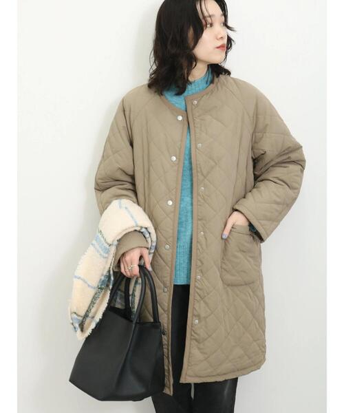 Samansa Mos2 blue（サマンサモスモスブルー）の「キルト×ボアロングコート（ブルゾン・レディース・ブラック/ベージュ系その他/キナリ・F）」の3枚目の写真