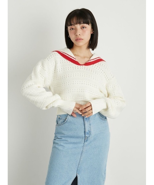 LILY BROWN（リリーブラウン）の「セーラーニットトップス（ニット/セーター・レディース・レッド/ブラック/その他・FREE）」の11枚目の写真