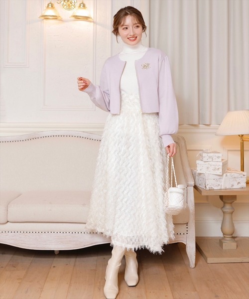 SWINGLE（スウィングル）の「フリンジフレアボリュームスカート（スカート・レディース・ブラック/オフホワイト/ピンク・MEDIUM）」の13枚目の写真