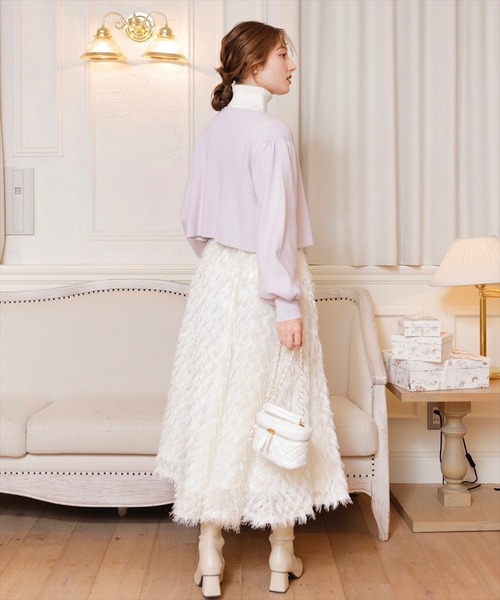 SWINGLE（スウィングル）の「フリンジフレアボリュームスカート（スカート・レディース・ブラック/オフホワイト/ピンク・MEDIUM）」の15枚目の写真