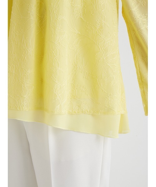 セルフォード シルク混 ドルマンスリーブシャツブラウス イエロー 比翼 ギャザー CELFORD（セルフォード）の「ギャザースリーブレースブラウス