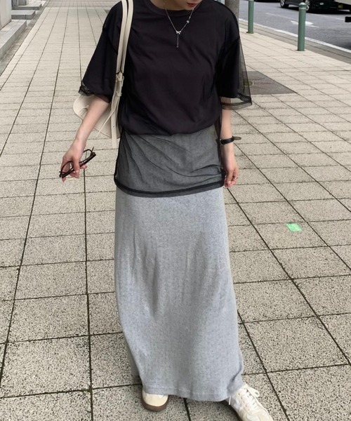 Java（ジャバ）の「《JaVa ジャバコラボ》チュールがひとさじのモード感をプラス。夏 大活躍のチュールレイヤードバックプリントシンプルTシャツ（Tシャツ/カットソー・レディース・チャコールグレー×ブラック/ホワイト×ブラック/ベージュ系その他/ピンク系その他/ホワイト×ライトグレー・X-LARGE/LARGE/MEDIUM/SMALL）」の18枚目の写真